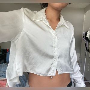 Zara satin effect long sleeve top size xs